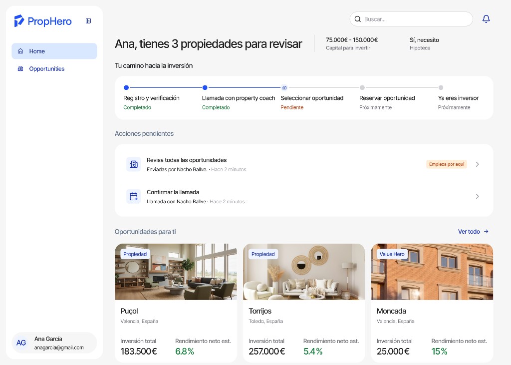 Oportunidades inmobiliarias seleccionadas para revisar